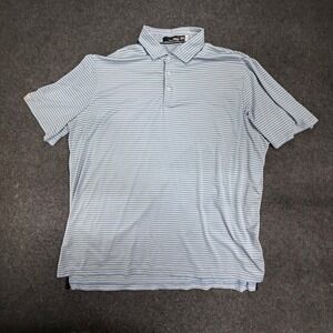 Ralph Lauren RLX Mens XXL Blue White Stripe Golf Polo Shirt Performance Tech
